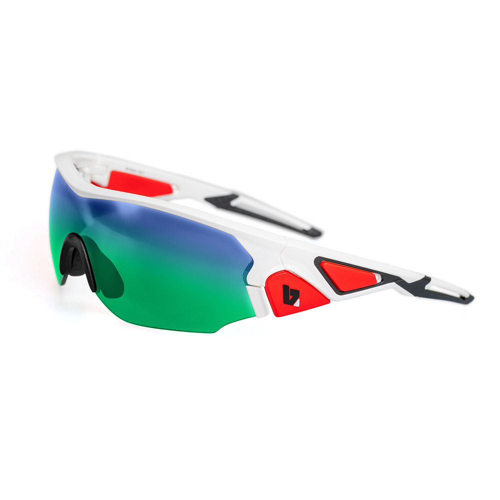BZ Optics Crit Sunglasses Green Mirror Lenses White Frame