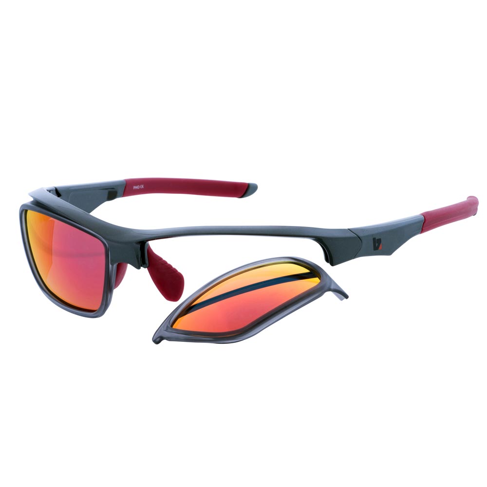 BZ Optics Oz Sunglasses Fire Mirror Lenses Graphite Frame