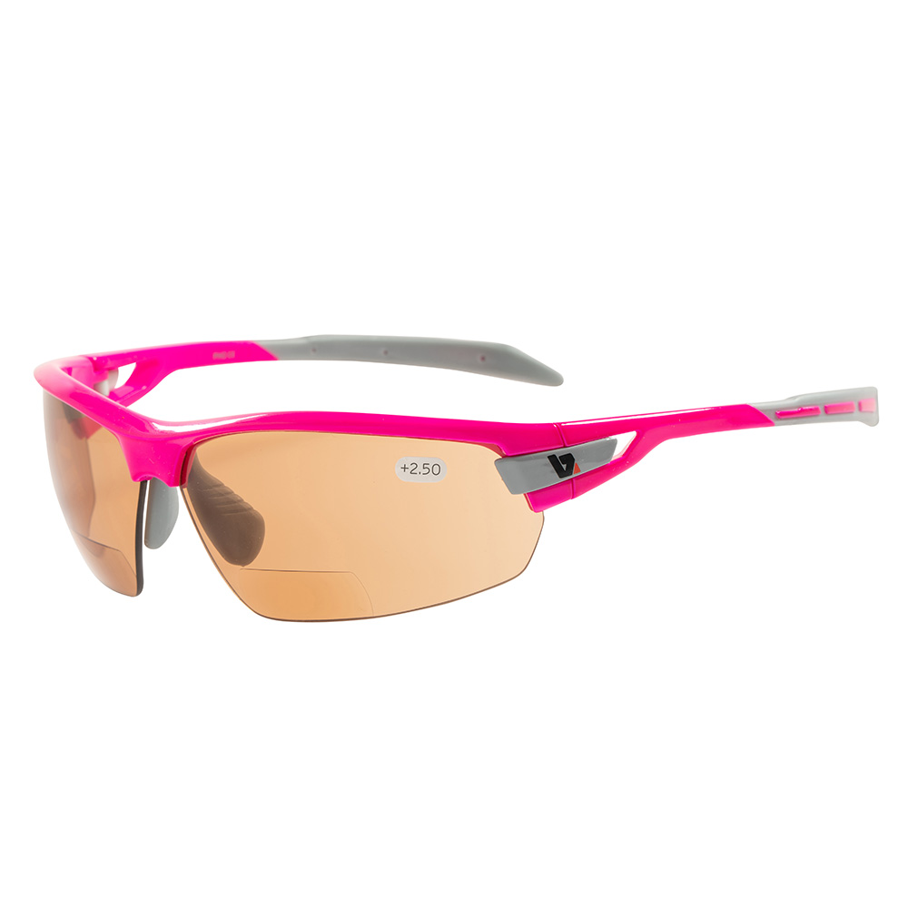 BZ Optics PHO Sunglasses Photochromic HD Bi-Focal Lenses +2.5 Pink Frame