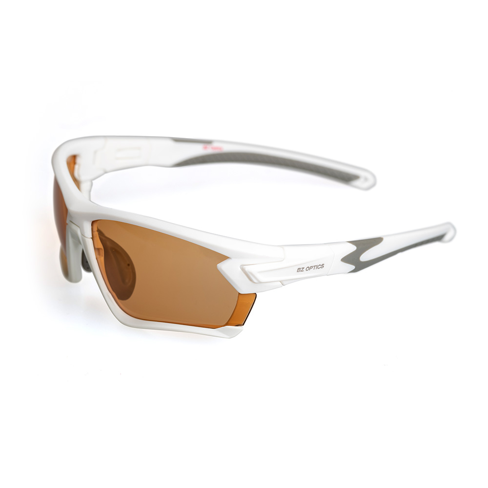 BZ Optics Tour Sunglasses Photochromic HD Copper Lenses White Frame