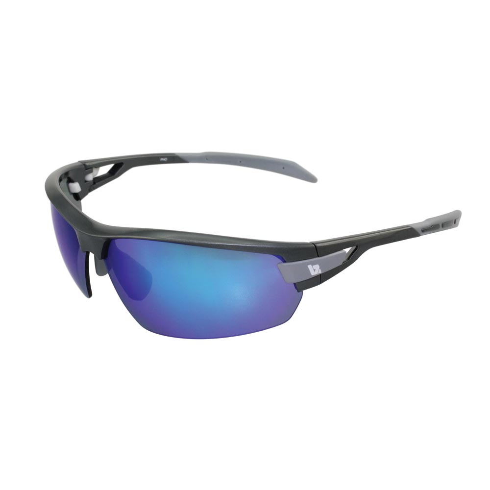 BZ Optics PHO Sunglasses Blue Mirror Bi-Focal Lenses +1.5 Graphite Frame