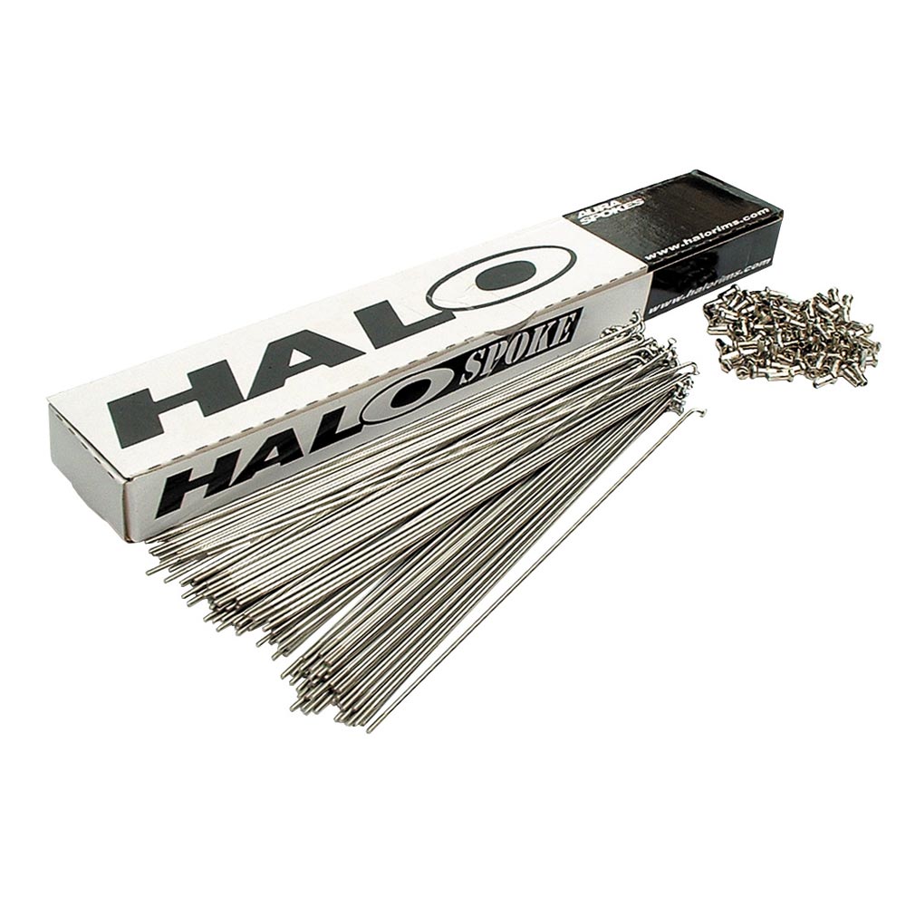 Halo Plain Gauge Stainless Steel 14g Spokes and Nipples x100 Silver